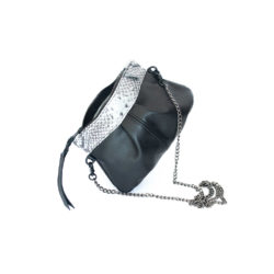 image of combo python and black leather pleated bag