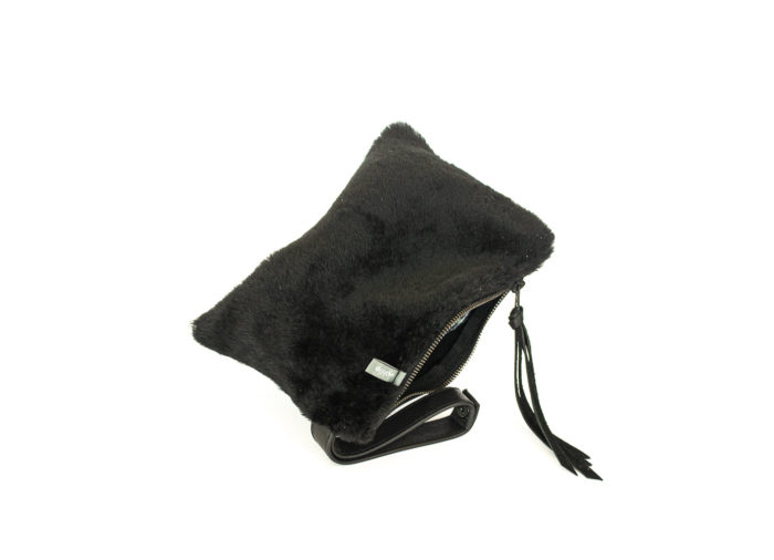 Image of the front of the black fur on clutch.