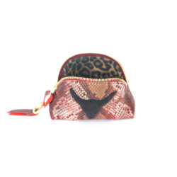 Image of the python and red leather Josette mini clutch.