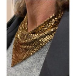 Whiting & Davis gold mesh bandana necklace